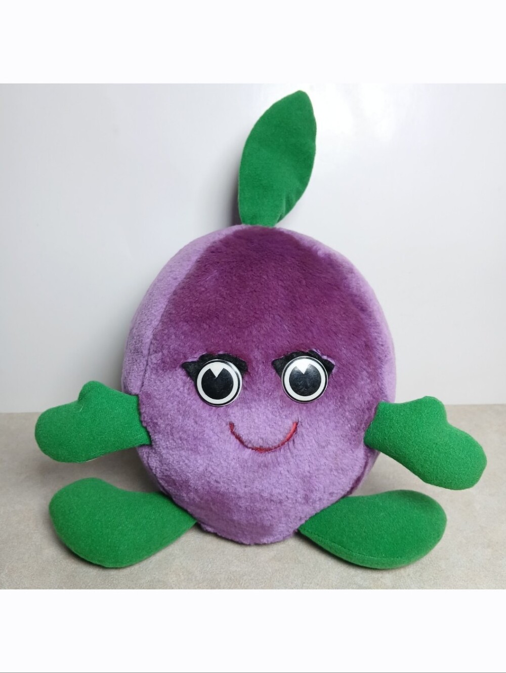 Vintage Woodland Bear Company Fruit Plush 12" Anthopomorphic Purple Plum Toy